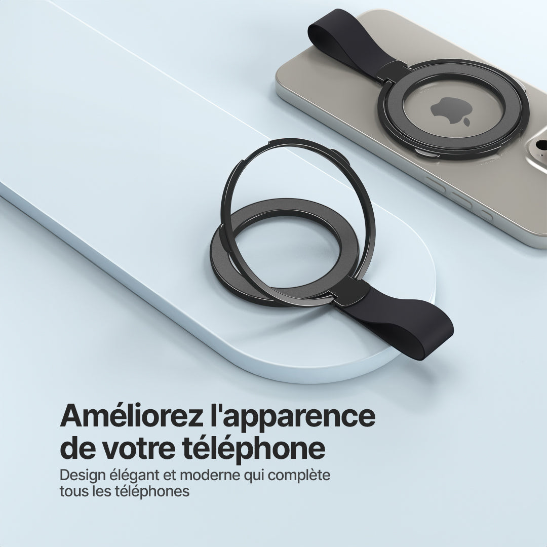 Support Magnétique Rotatif pour Téléphone avec Anneau Pliable