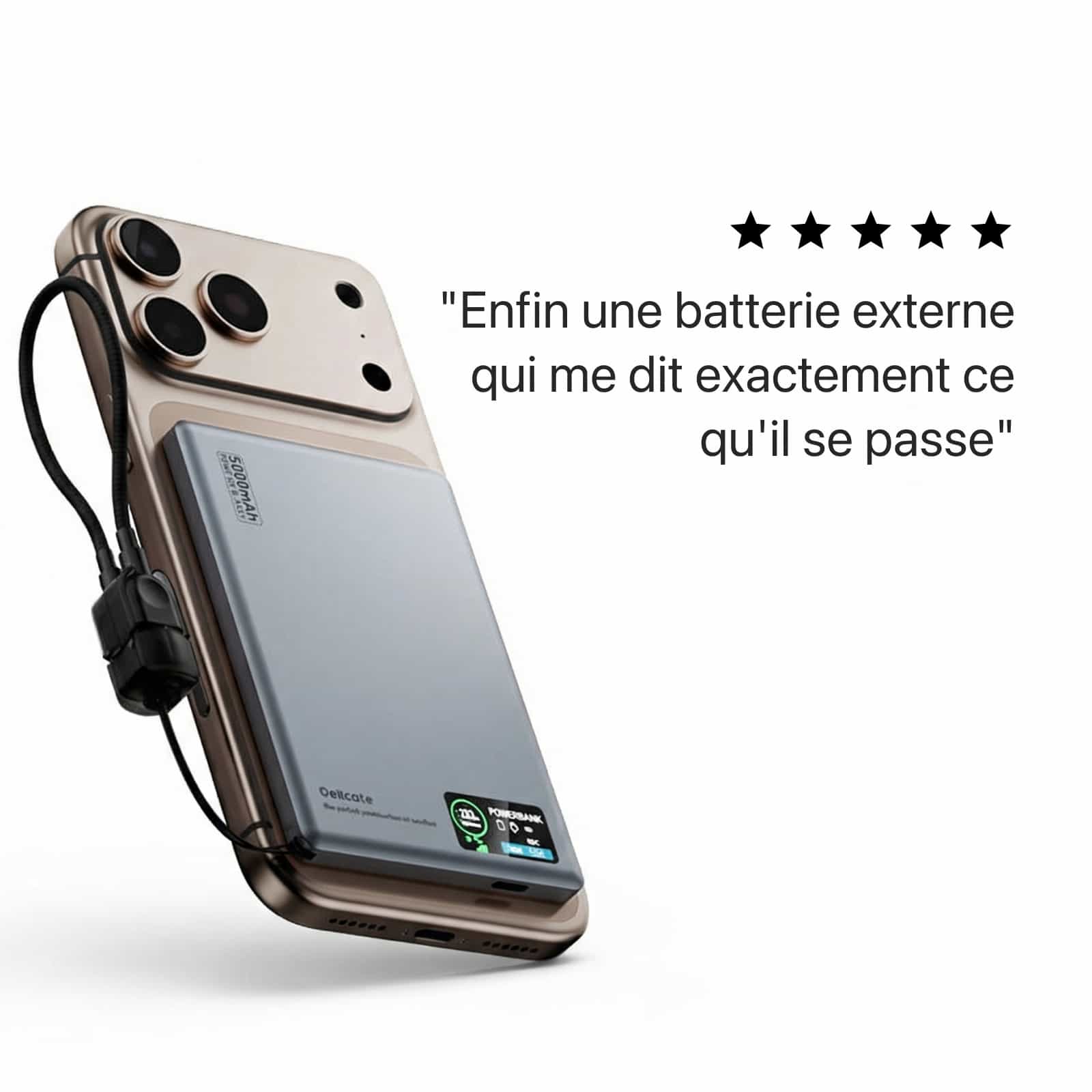 Batterie Externe Q2 Ultra-Fine 22,5 W avec Écran
