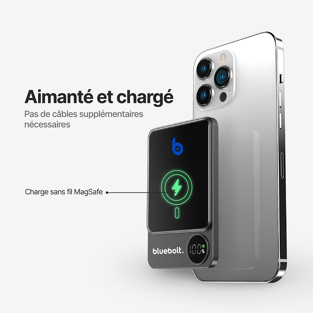 Batterie Externe Ultra Fine 20W Avec Charge Sans Fil Magnétique