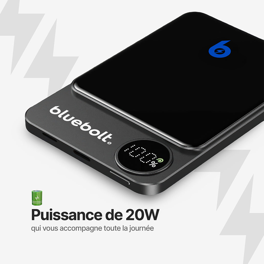 Batterie Externe Ultra Fine 20W Avec Charge Sans Fil Magnétique