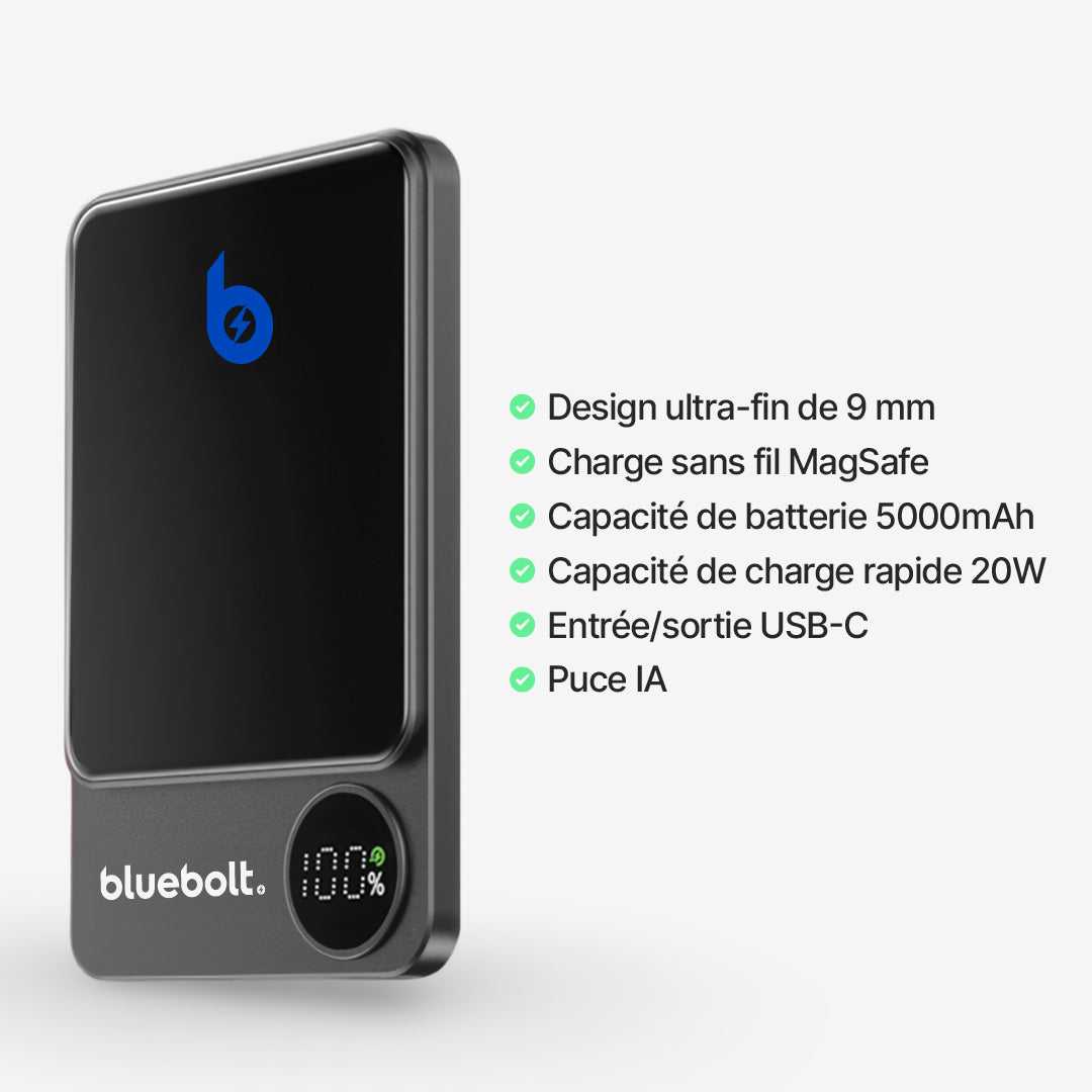 Batterie Externe Ultra Fine 20W Avec Charge Sans Fil Magnétique