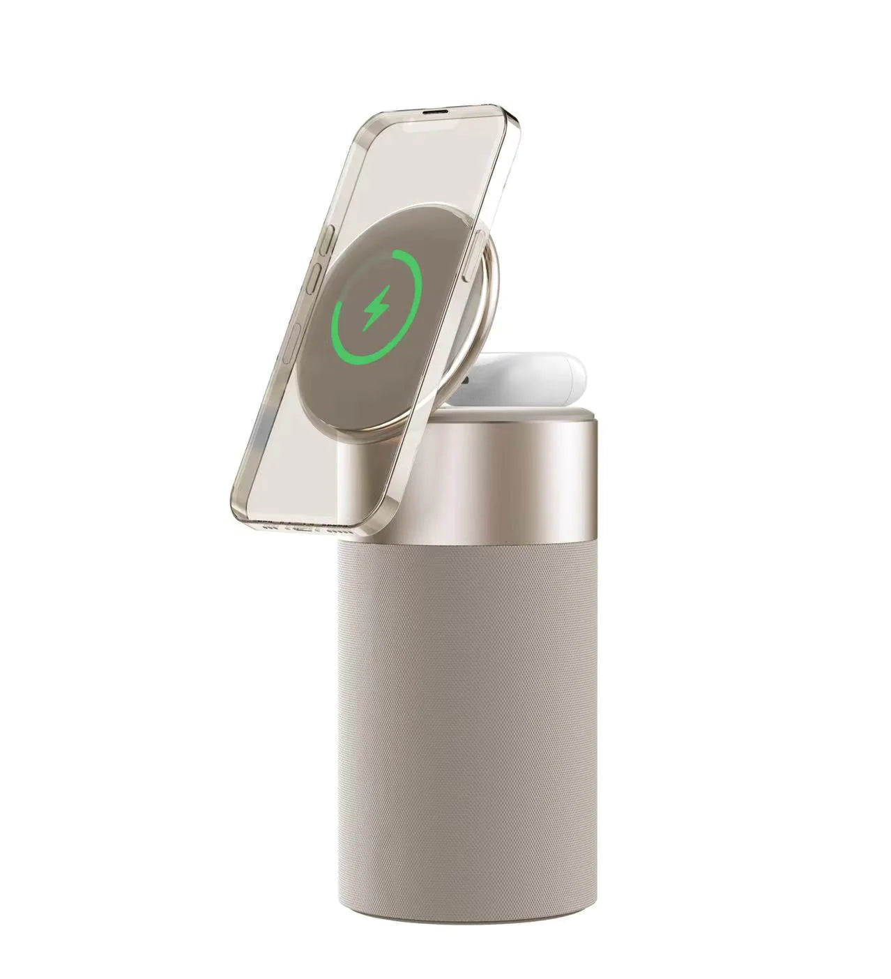 Hub de Charge Sans Fil 3-en-1, Enceinte Bluetooth et Veilleuse