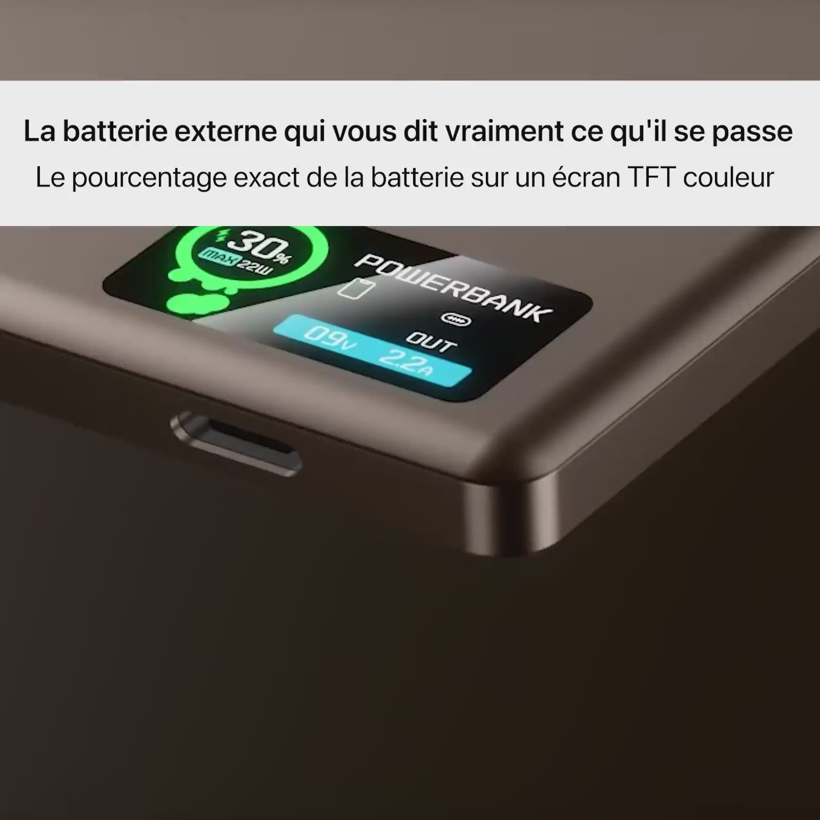 Batterie Externe Q2 Ultra-Fine 22,5 W avec Écran