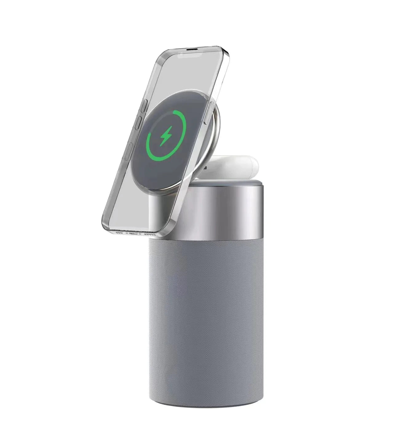 Hub de Charge Sans Fil 3-en-1, Enceinte Bluetooth et Veilleuse